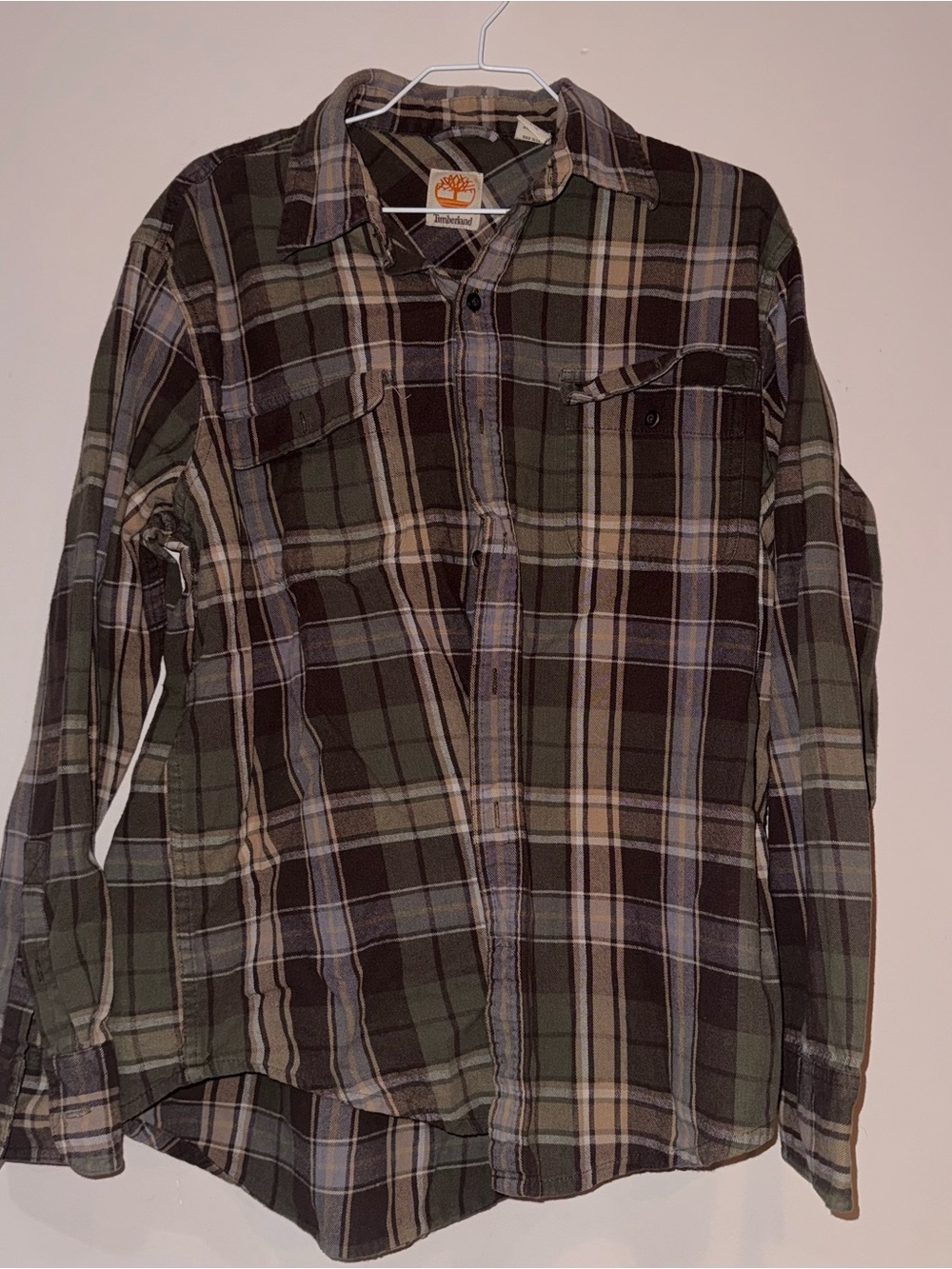 Timberland Olive and Brown Plaid Flannel Shirt